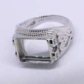 Men's Ring Settings Sterling Silver Ring Mounting Emerald OCT 12x10mm - Syzjewelry